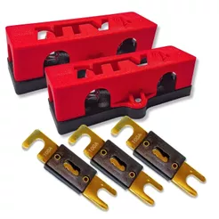 KIT 02 PORTA FUSIVEL FACA GRANDE ANL 3 VIAS + FUSIVEIS 100A SOM AUTOMOTIVO