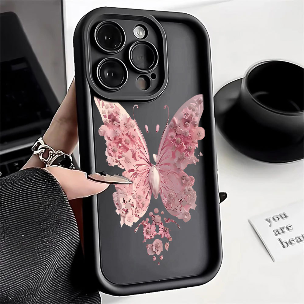 Borboleta Rosa Capa Capinha Para Samsung A06 A07 A05S A12 A13 A14 A15 A16 A17 A23 A32 A34 A36 4G Não Amarela Antirriscos