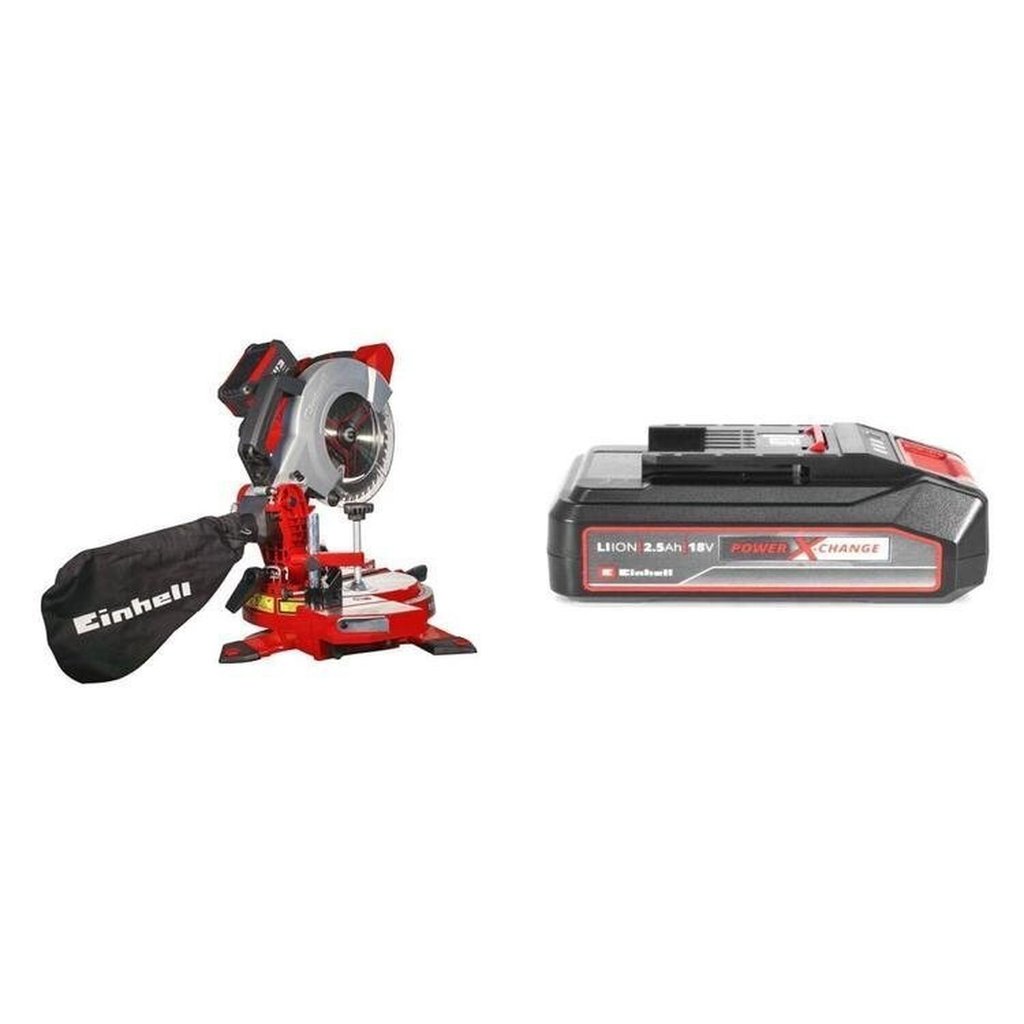Kit Serra de Esquadria À Bateria Te-Ms 18/210 Li com Bateria Power-X-Change 18V 2,5 Ah Li Einhell Preto