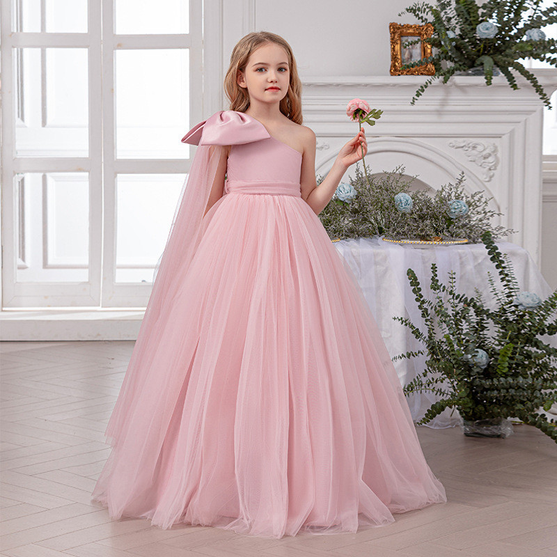 Vestido longo de noite para meninas vestido de noiva, vestido de princesa para festa de aniversário Vestido de batismo