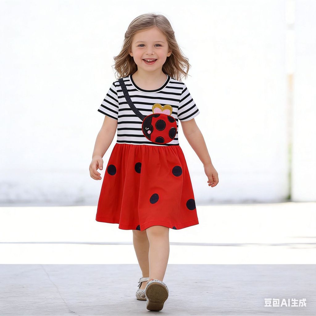 Roupas infantis de verão vestido de manga curta vestido infantil de malha vestido para meninas roupas infantis