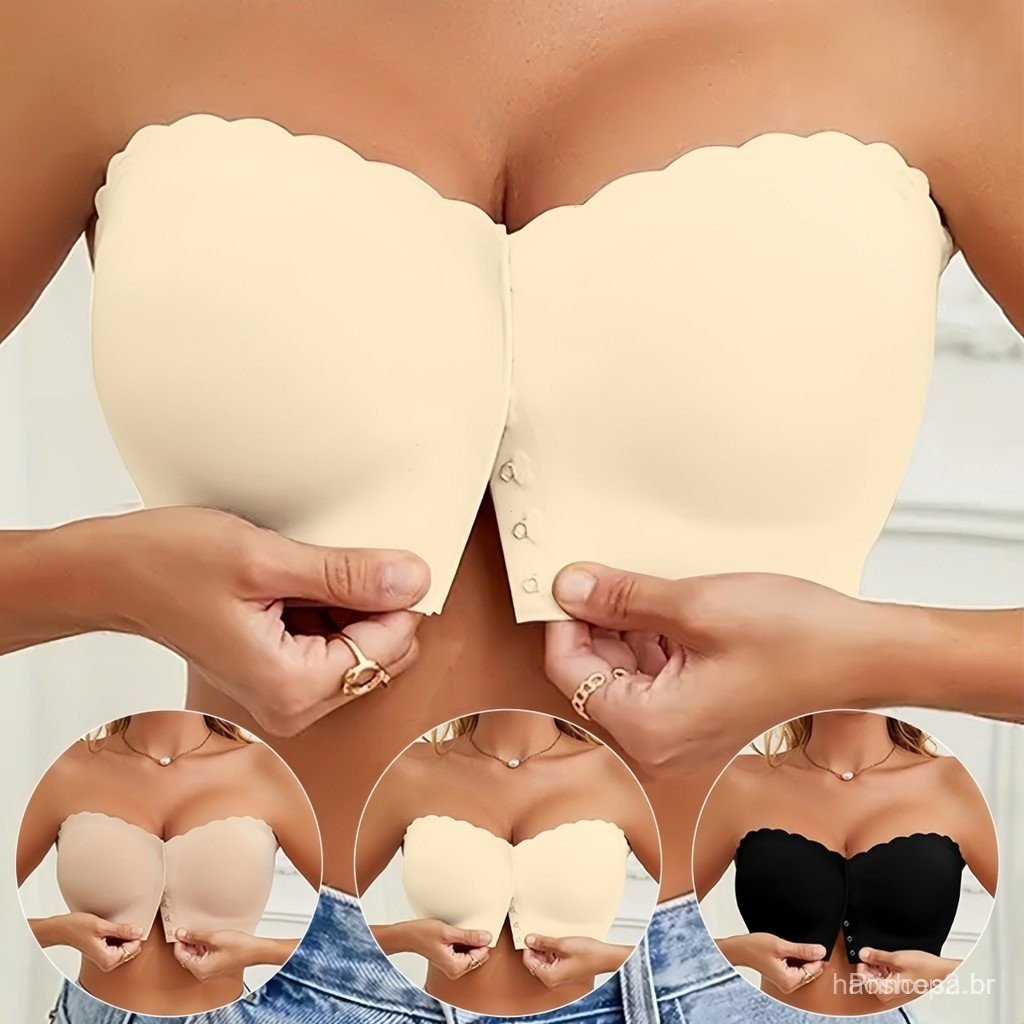 Sutiã Sólido Sem Costura MOMO com Alças de Fivela Frontal, Sexy e Confortável Push Up, Lingerie Feminina WS6E