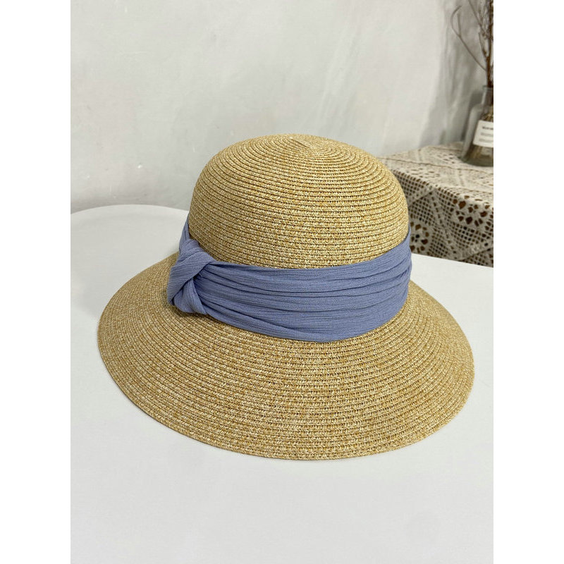 Chapéu de palha fino feminino verão viagem aba grande chapéu de sol cúpula juventude lazer ao ar livre beira-mar praia c