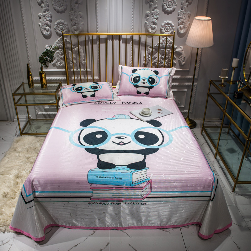 Novo estilo, tapete fresco de seda gelada, lençol de ar condicionado, desenho animado, lavável, absorvente de suor seco,
