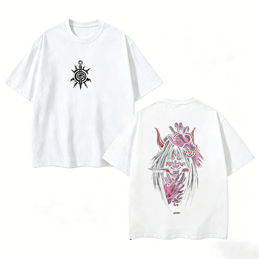 Camiseta Masculina Feminina Estampa Hannya Oni Dupla Face T-shirt Unissex Japão Estética Envio Imediato
