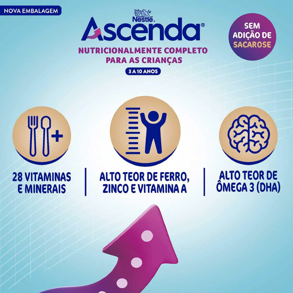 Suplemento Alimentar Infantil Nestlé Ascenda Sem Sabor 800g · foto 2