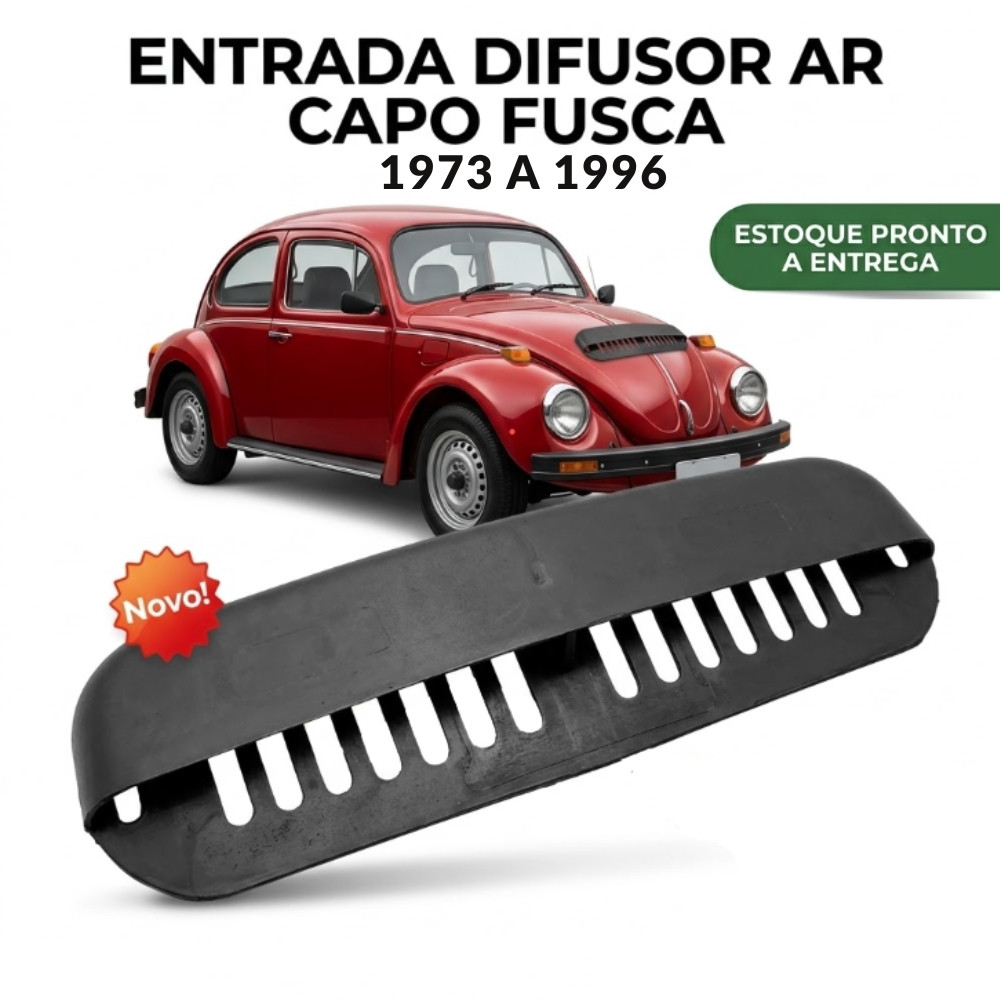 Entrada Ar Capô Fusca 73/96 - Captador Difusor Plástico Esportivo Preto Fosco