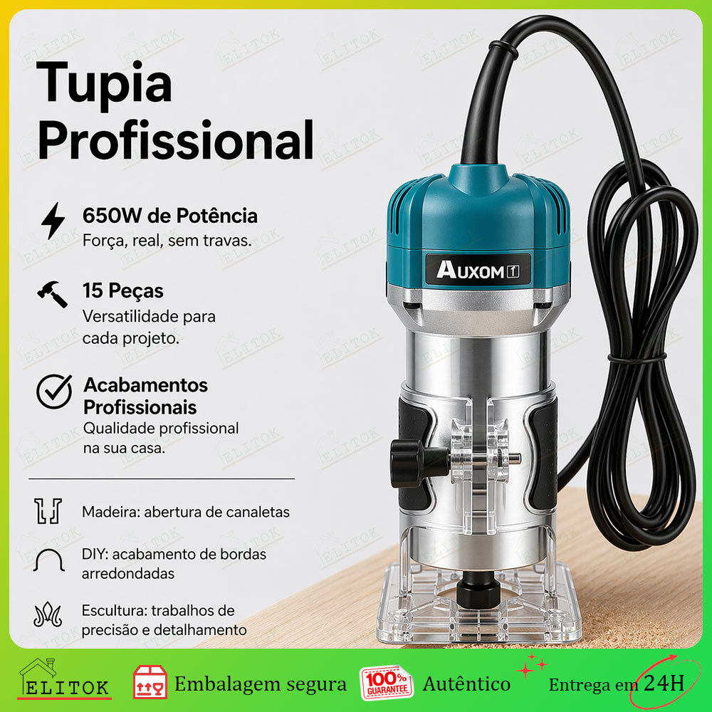 Tupia Laminadora de 650W —Tupia Elétrica  Ferramenta Elétrica para Marcenaria Entalhe Ranhuras Multifuncional 110V/220V