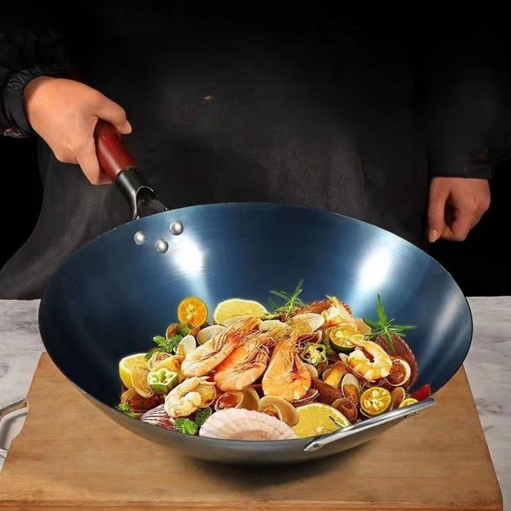 Panela de ferro antiaderente Wok doméstico não revestida