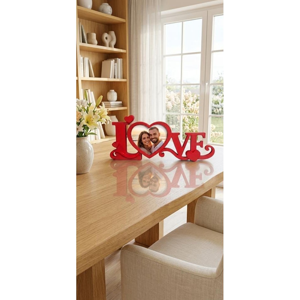 Porta Retrato LOVE Vermelho Decoração Romântica Presente Namorados Casamento Impressão 3D