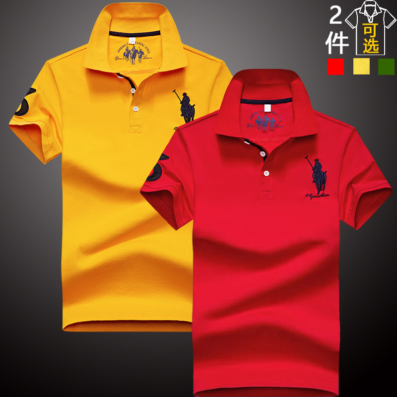 Verão Paul lapela camiseta de manga curta masculina solta cavalo etiqueta puro algodão camiseta meia manga camisa polo c
