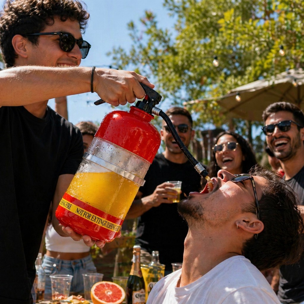 Dispenser de Bebida Formato Extintor de Incêndio Chopeira Festa Churrasco Servidor de Drinks Mangueira