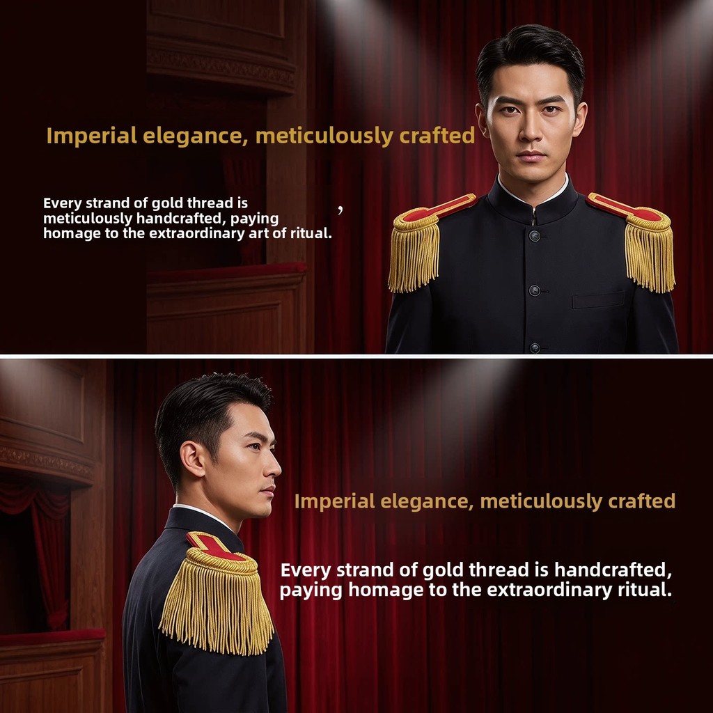 Conjunto De Epaulette De Fita Dourada E Prateada , Uniforme Cerimonial , Vestido De Proteção De Honra Para Performance D