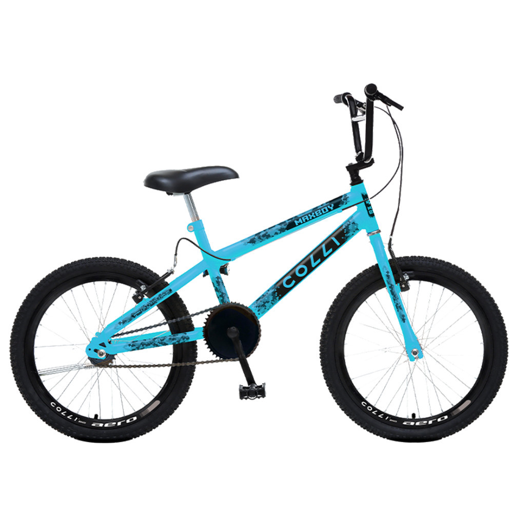 Bicicleta Colli Max Boy Cross Aro 20 Azul Champanhe - BMX Aço Carbono Quadro 12 Juvenil Rodas Aero