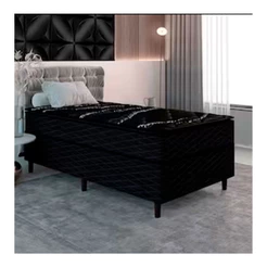 Cama Box de Solteiro New Itália Black com Molas Ensacadas Revestimento em Jacquard e Pillow Top D26 63x88x188cm Umaflex