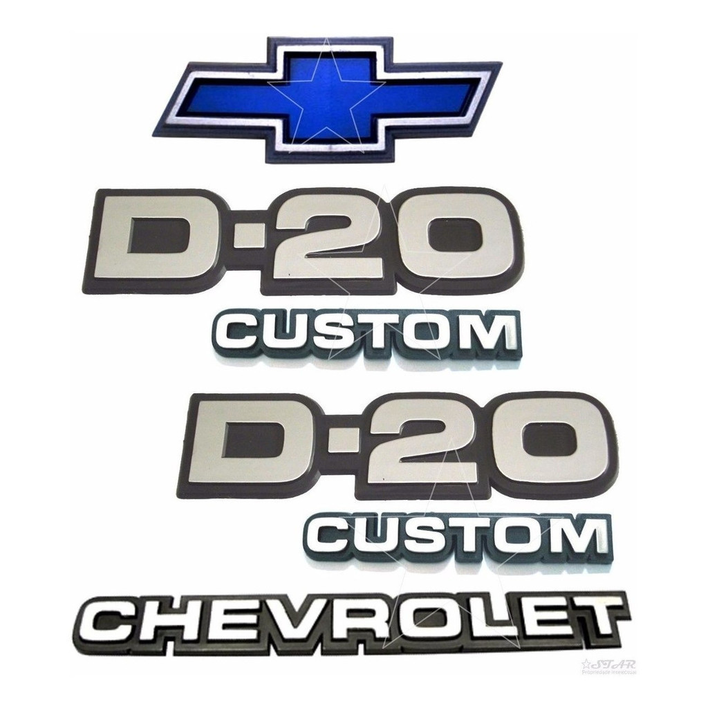 Emblemas Símbolos D20 Custom + Chevrolet + Gravata - 1985 À 1992