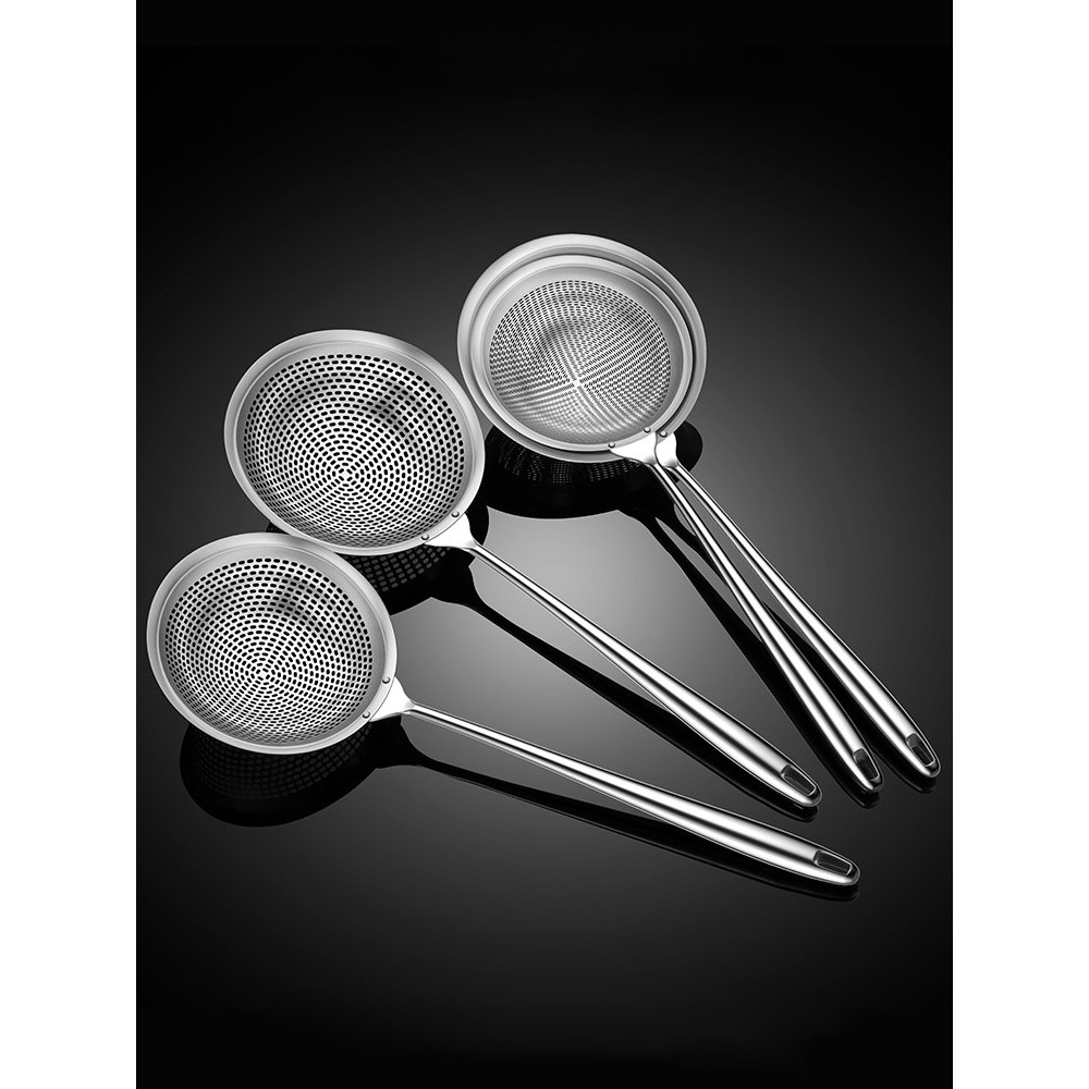 304 aço inoxidável coador filtro malha peneira cozinha colher de macarrão doméstico grande cerca bolinho fritar panela q