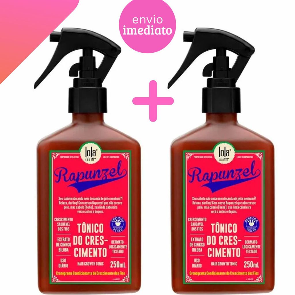 Kit 2 Tônicos Lola Rapunzel 250ml Crescimento Acelerado Fortalecimento e Antiqueda