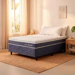 Cama Box Azul Durban Azul D28 Solteirão 96x203 - King House