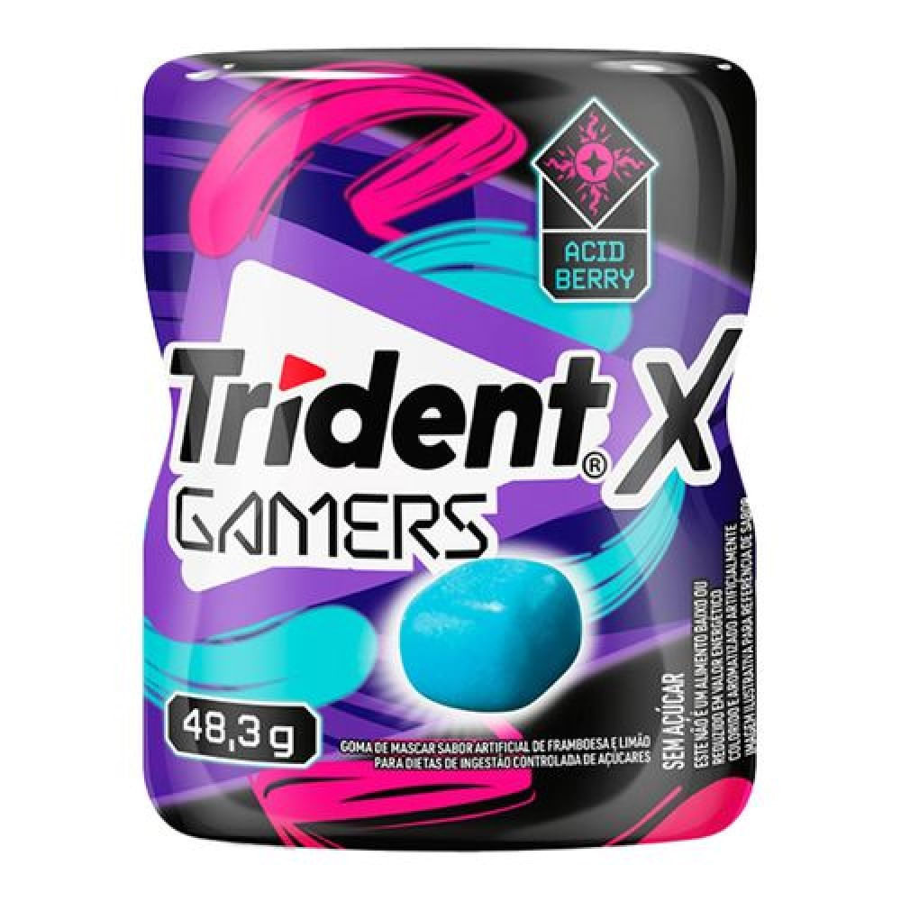 Chiclete Trident X Gamers Acid Berry Zero Açúcar 48,3g