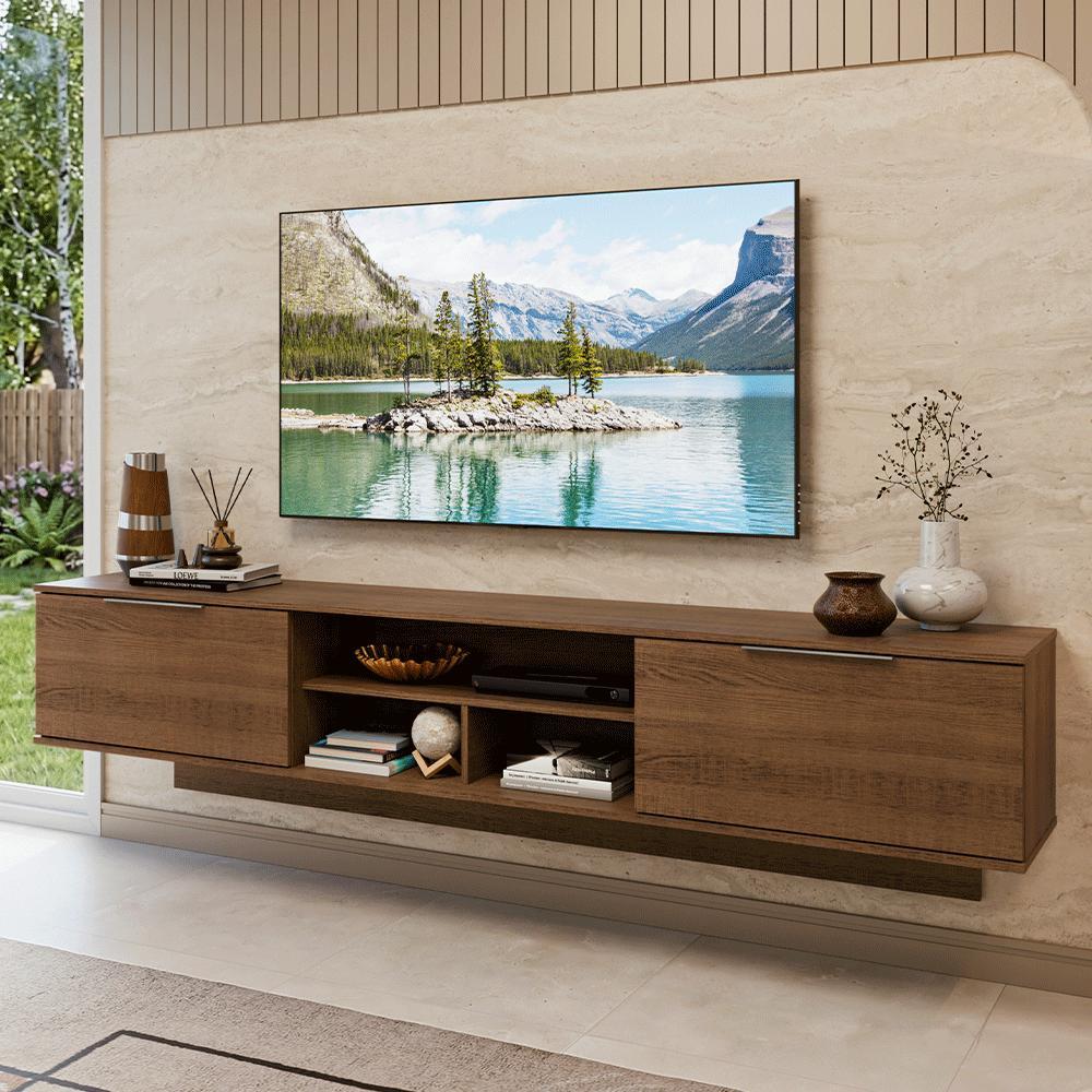 Rack Suspenso para TV até 80 Polegadas 218 cm 2 Portas Rustic Stella Madesa