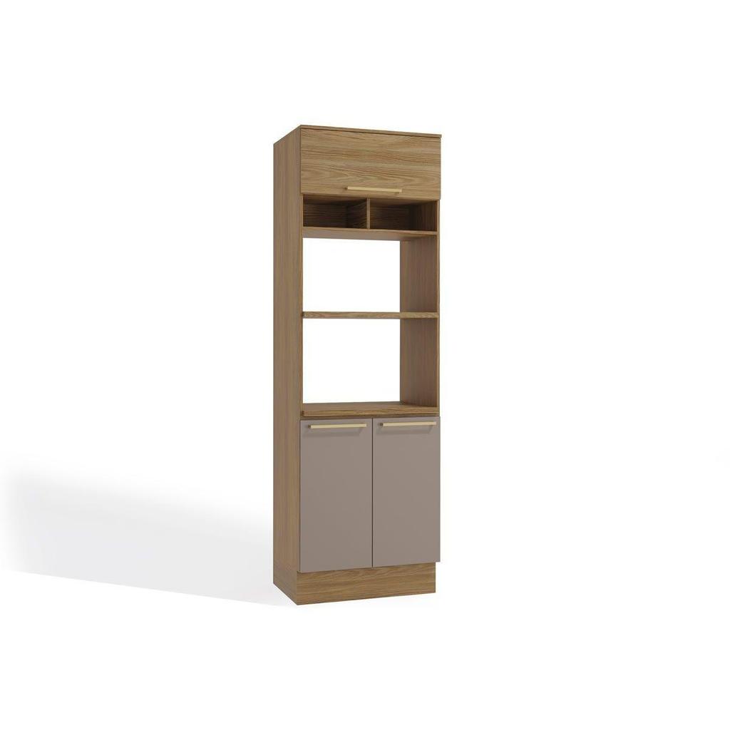 Paneleiro de Cozinha Botanic M627 Torre Quente c/ 3 Portas 70cm Nogueira/Fendi - Kappesberg