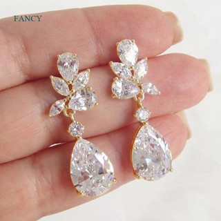 FANCY Brincos Transparentes Em Zircônia Cúbica Emaranhado Mulheres Para Noivado Casamento Gracioso De Senhora Festa De M