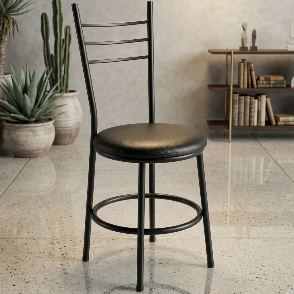 Cadeira para Mesa de Jantar Cozinha Estofada Industial Metal  Estrutura Preto Liz