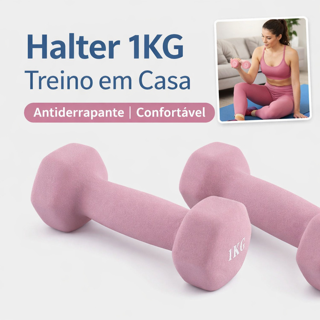 Halter 1kg Antiderrapante Peso para Treino em Casa Fitness Academia