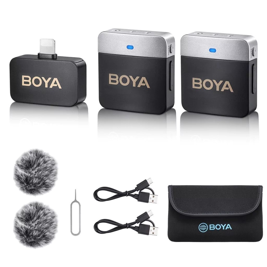 Microfone de Lapela para iPhone até Versão 14 Dual-Channel - Boya BY-M1V6