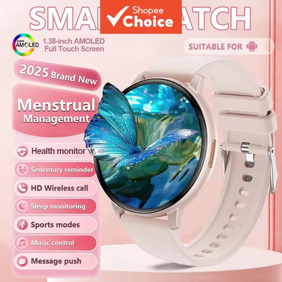 Novo Smartwatch de Moda 2026 Feminino Tela AMOLED de 1,38 polegadas Chamada Bluetooth Taxa Cardíaca Voz AI Esportivo