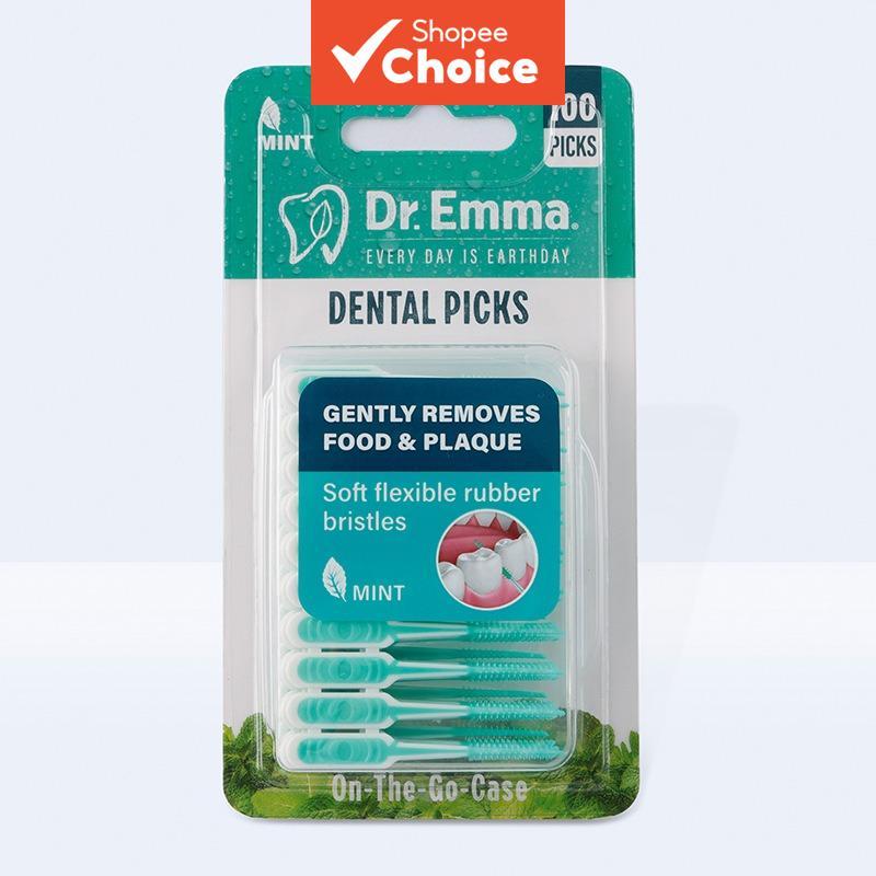 100 unidades escova interdental Dr. Emma, silicone macio de grau médico, variedade de formas, cuidados orais