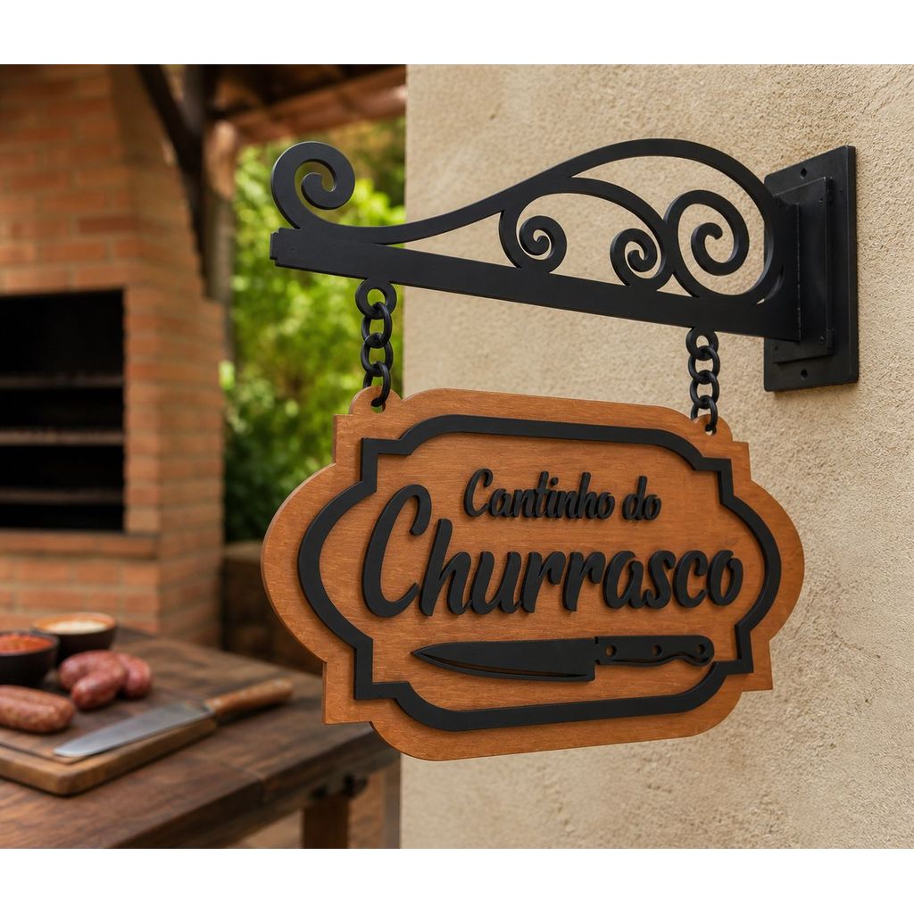 Placa Decorativa: Cantinho do Churrasco Vintage mdf area gourmet
