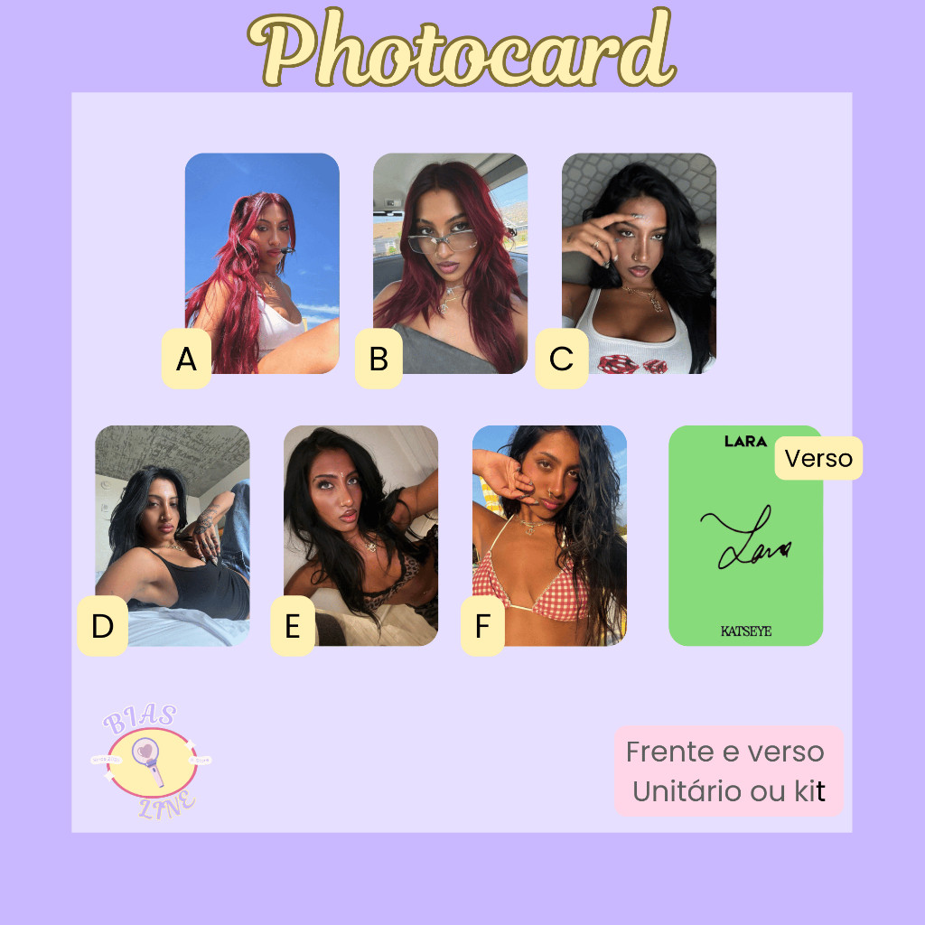 Photocard Fanmade Lara Katseye Selcas (modelo 2) | K-pop | Papel Fotográfico Laminado | Unidade ou Set