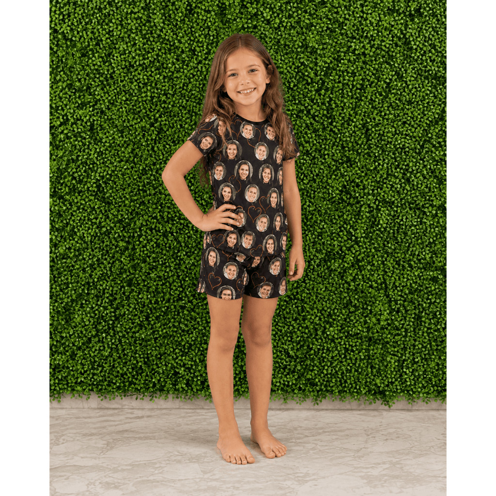 Pijama Infantil Unissex Personalizado Com Foto Camiseta e Short