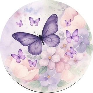 Painel Redondo Borboleta Azul Lilás Rosa 50 cm Painel Sublimado Com Elástico Festa Na Mesa