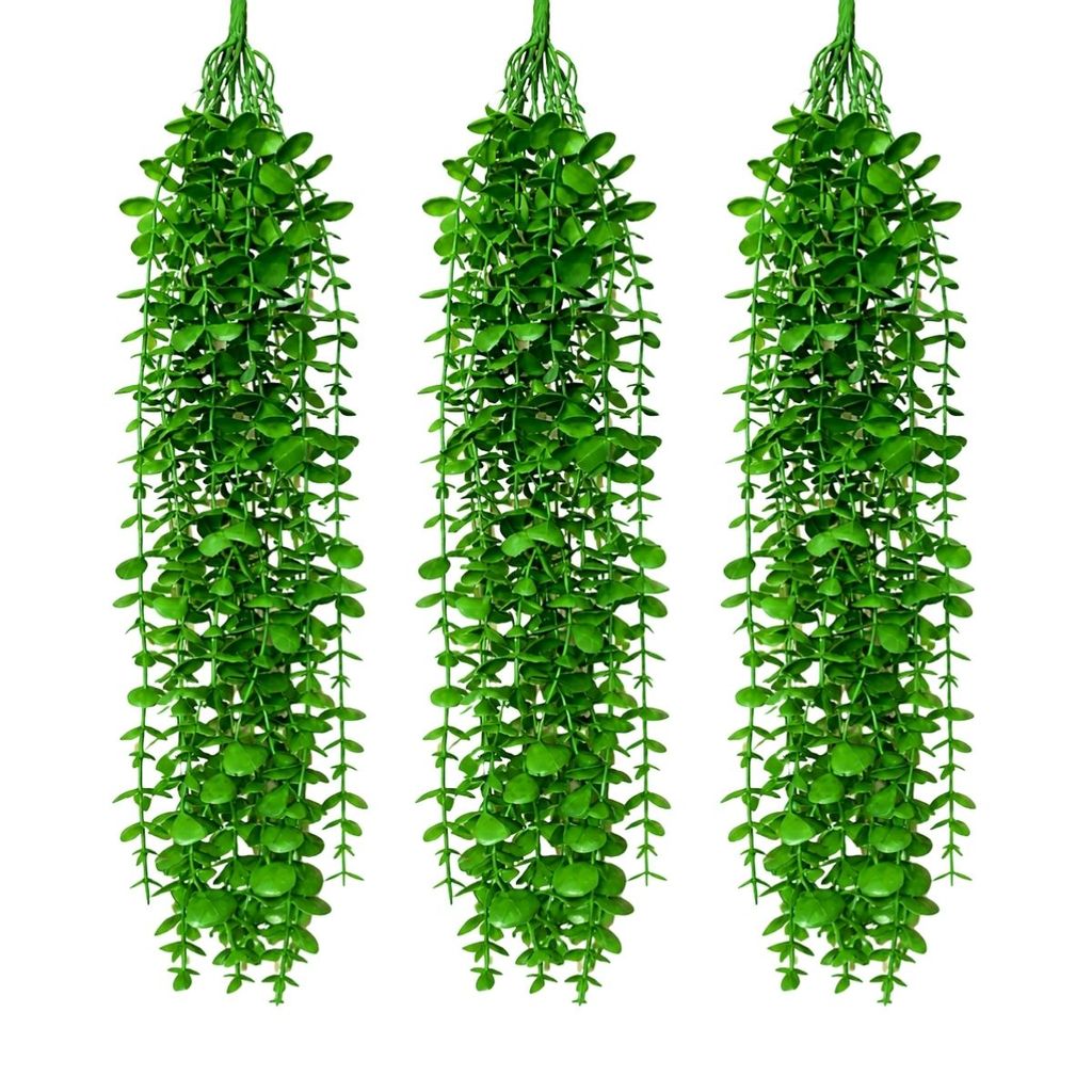 3 Pendente Eucalipto Jardim Vertical Folhagem Toque Realista
