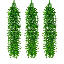 3 Pendente Eucalipto Jardim Vertical Folhagem Toque Realista