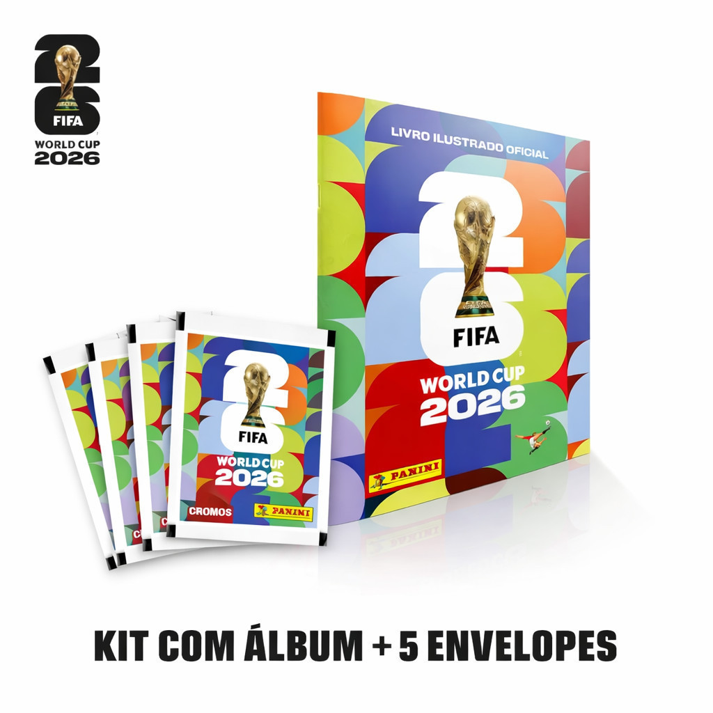 ALBUM COPA DO MUNDO 2026 - CAPA BROCHURA + 5 ENVELOPES