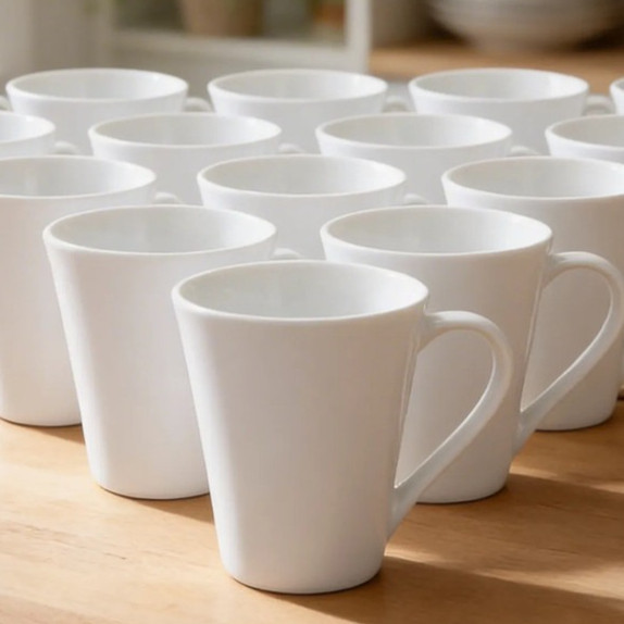 kit Seis 6 Xicara Caneca de Porcelana 300 ML de Porcelana sem pires Branca
