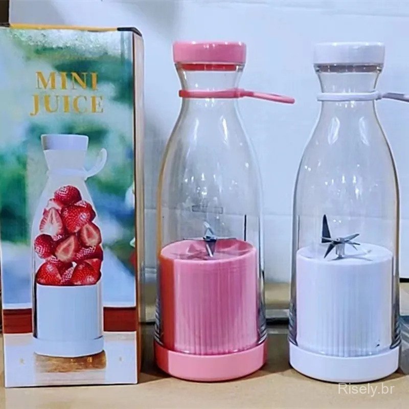 Copo Liquidificador Portátil com Carregamento USB Sem Fio - Garrafa Liquidificadora com 6 Lâminas para Frutas e Bebidas 