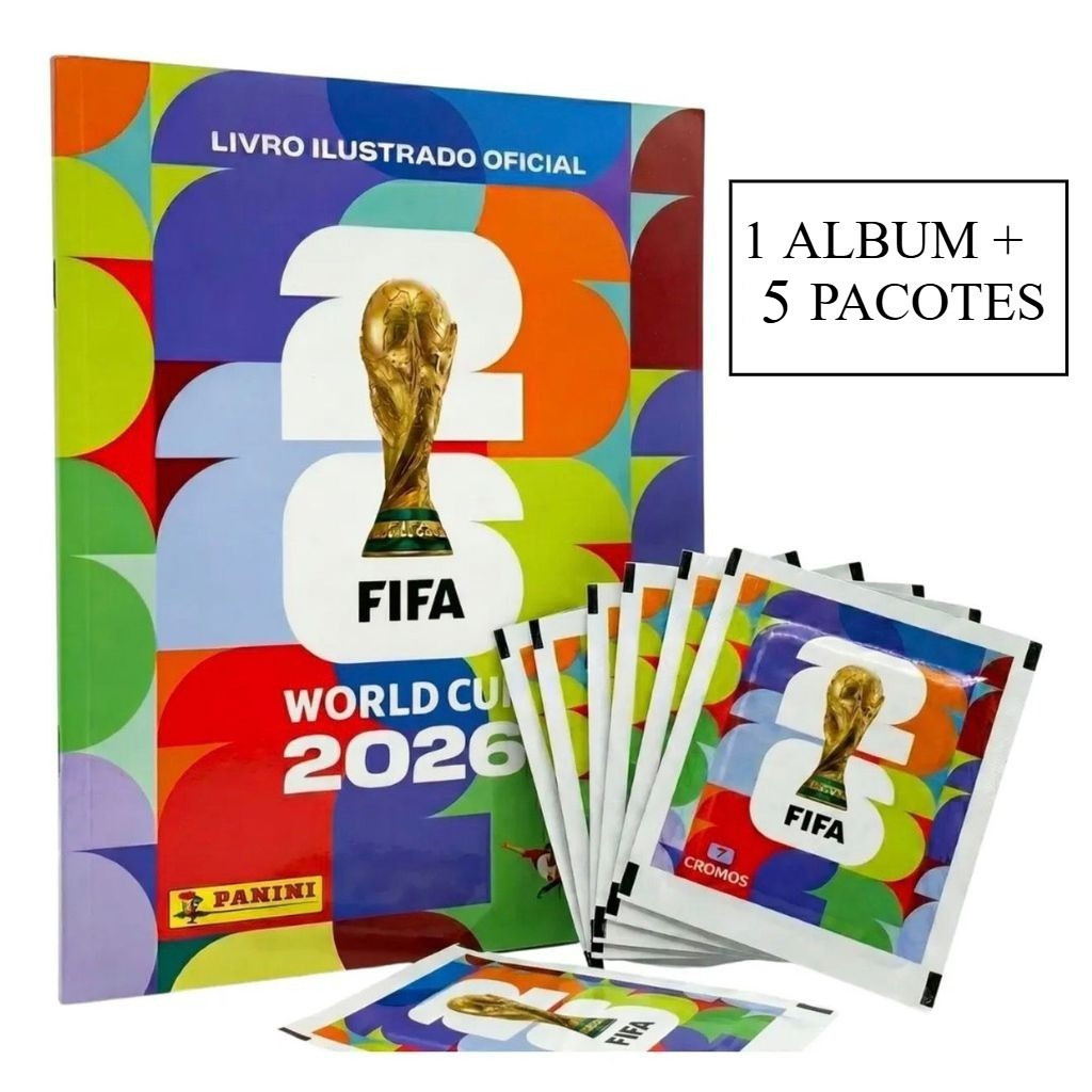 Kit Álbum + 5 Pacotes de Figurinhas Copa do Mundo 2026