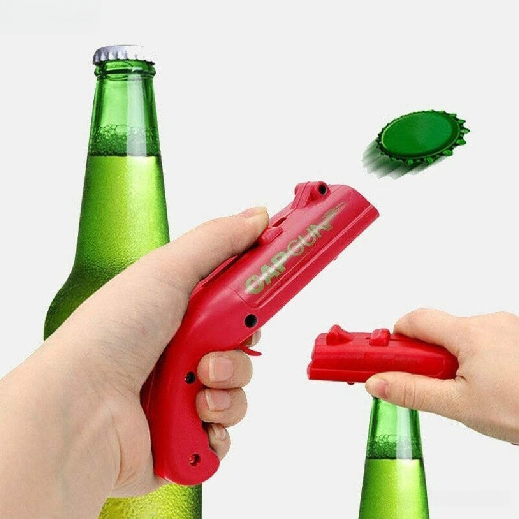 Houl Abridor de Garrafas Portátil em Forma de Pistola, Lançador de Tampas de Cerveja Criativo e Prático 6948