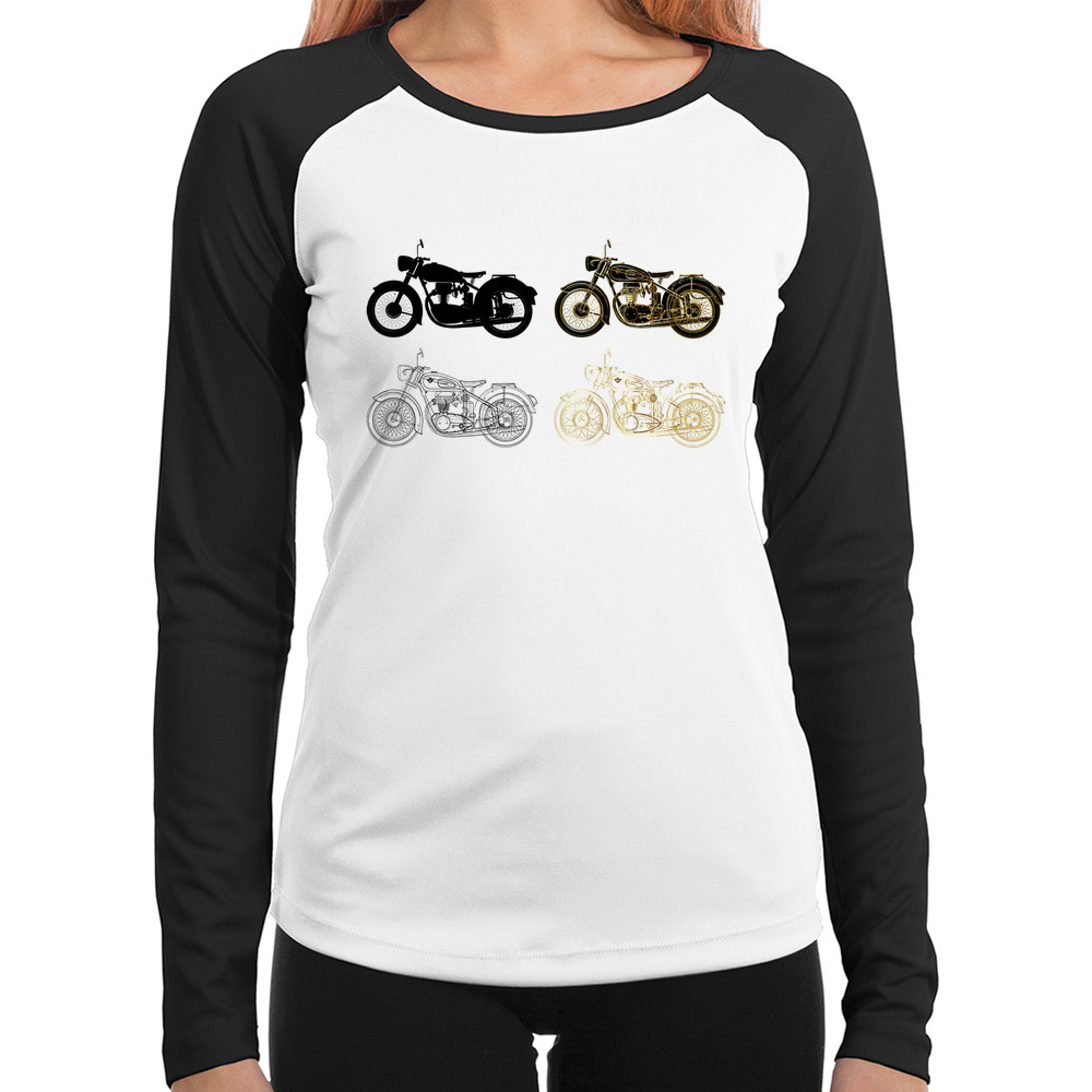 Baby Look Raglan Motorcycle Vector Longa