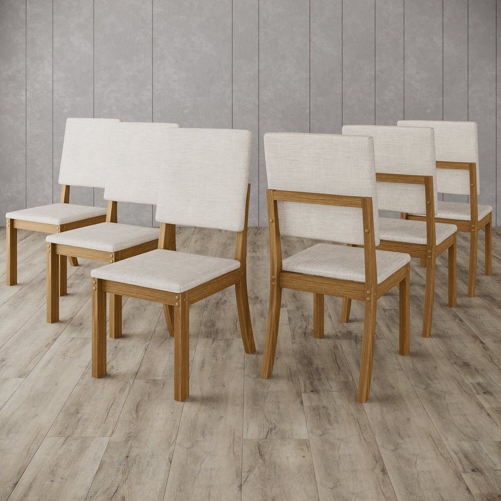 Kit com 6 Cadeiras de Jantar - Milla Nature/Bege