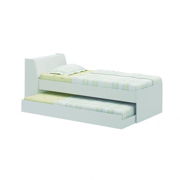 Cama Bicama Solteiro com Baú e Cama Auxiliar Branco