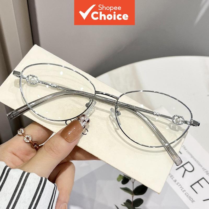 Óculos De Moda De Proteção Uv Com Bloqueio De Luz Azul Oval De Metal Unissex