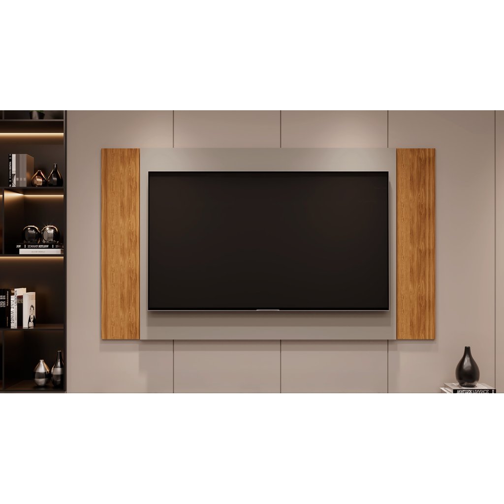 Painel Suspenso para TV até 60 Polegadas 160cmx90cm Extensivo Fresno Cinza Cinamomo Mel/Grigio Fosco Grigio