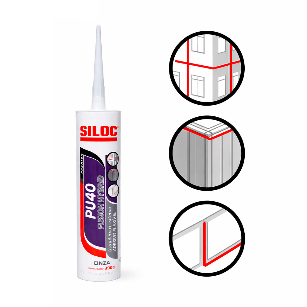 Silicone PU40 Cinza Tubo 390gr Ultraflex Fusion Hybrid Siloc 40163 — imagem 2 de 2
