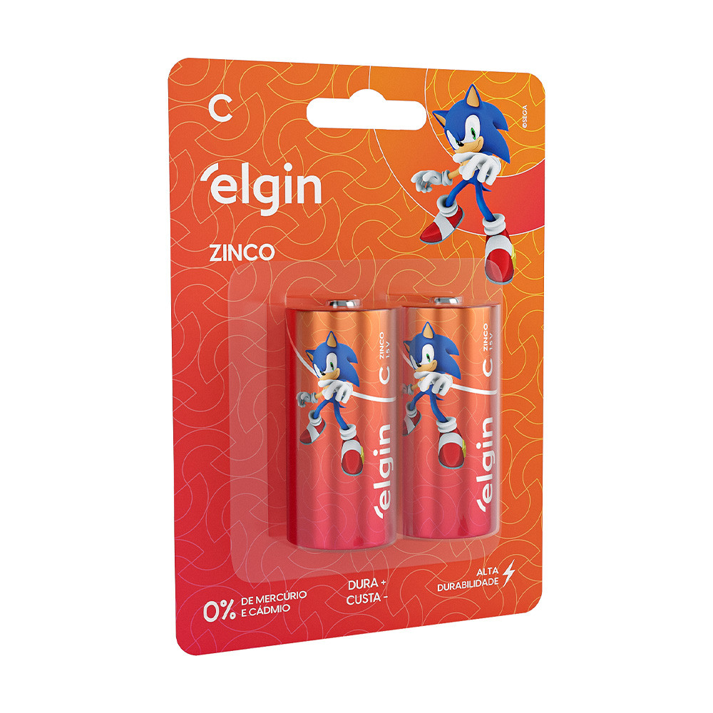 Pilha de Zinco C R14 - 1,5V Blister com 2 Unidades